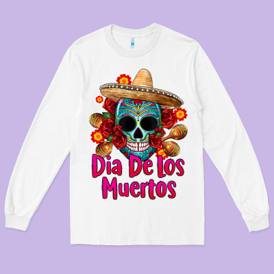 Dia De Los Muertos Long Sleeve Tee Designed By Cts Tumbler Store