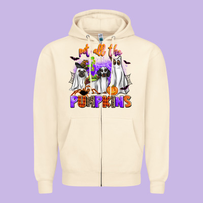 Pet All The Pupkins Zipper Hoodie Designed By Adodesignshop