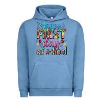 Pigment Pebble Blue happy first day of school Urban Hoodie - BundleAndBundleShop