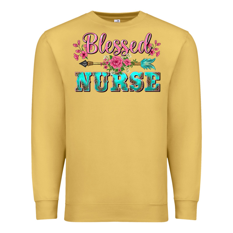 Western Blessed Nurse Pink Floral Arrow Premium Sweatshirt by BarkalooDesign | Teevron