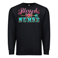 Black western blessed nurse pink floral arrow Premium Sweatshirt - BarkalooDesign