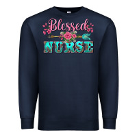 Navy western blessed nurse pink floral arrow Premium Sweatshirt - BarkalooDesign
