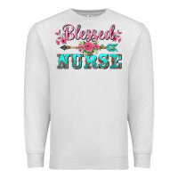 Oatmeal Heather western blessed nurse pink floral arrow Premium Sweatshirt - BarkalooDesign