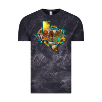 Cloud Black Western Texas Map With Longhorn Bull Vintage Tee - RanaPortraitStore