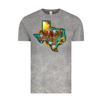 Cloud Rock Western Texas Map With Longhorn Bull Vintage Tee - RanaPortraitStore