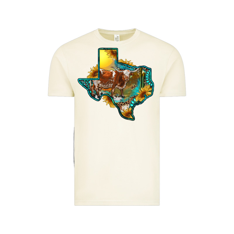 Western Texas Map With Longhorn Bull Vintage Tee by RanaPortraitStore | Teevron