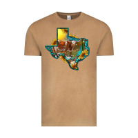 Vintage Camel Western Texas Map With Longhorn Bull Vintage Tee - RanaPortraitStore