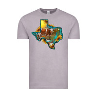 Vintage Zinc Western Texas Map With Longhorn Bull Vintage Tee - RanaPortraitStore