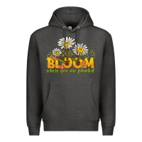 Charcoal Heather bloom where you are planted Premium Hoodie - NancyCooperArtShop