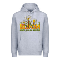 Heather Grey bloom where you are planted Premium Hoodie - NancyCooperArtShop