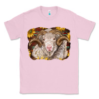 Bubblegum Pink merino ram with sunflowers Classic Tee - BarkalooDesign