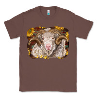 Chestnut merino ram with sunflowers Classic Tee - BarkalooDesign