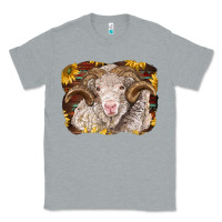 Heather Grey merino ram with sunflowers Classic Tee - BarkalooDesign