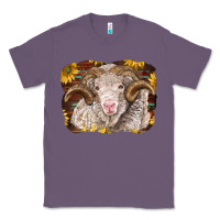 Lavender merino ram with sunflowers Classic Tee - BarkalooDesign