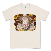 Natural merino ram with sunflowers Classic Tee - BarkalooDesign