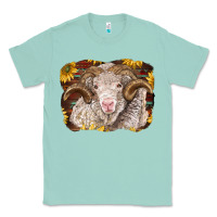 Seafoam merino ram with sunflowers Classic Tee - BarkalooDesign