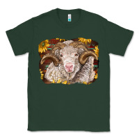 Sports Green merino ram with sunflowers Classic Tee - BarkalooDesign