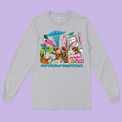 Easter Cna Certified Nursing Assistant Long Sleeve Tee Designed By Adodesignshop