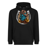 Black western horseshoe boots hat rope sunflower Heavyweight Hoodie - AdoDesignShop