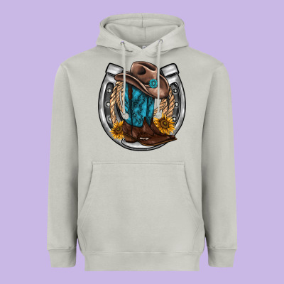 Western Horseshoe Boots Hat Rope Sunflower Heavyweight Hoodie Designed By Adodesignshop