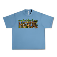 Pebble Blue my daddy is my hero army western Urban Heavy Tee - texasbilliewilder