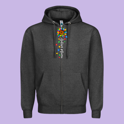 Autism Mama Sunflower White Zipper Hoodie Designed By Jahusdesignshop