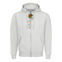 Dove Grey autism mama sunflower white Zipper Hoodie - JahusDesignShop