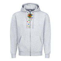 Heather Grey autism mama sunflower white Zipper Hoodie - JahusDesignShop