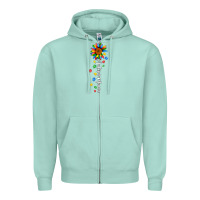 Seafoam autism mama sunflower white Zipper Hoodie - JahusDesignShop