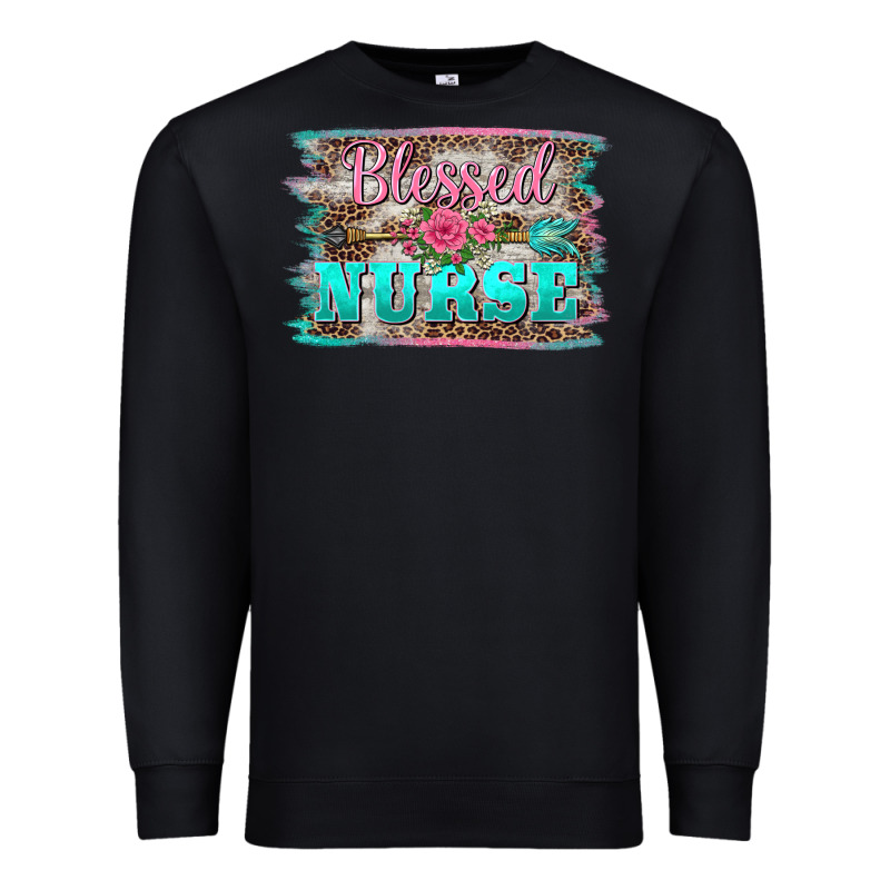 Western Blessed Nurse Pink Floral Arrow  Background Premium Sweatshirt by BarkalooDesign | Teevron
