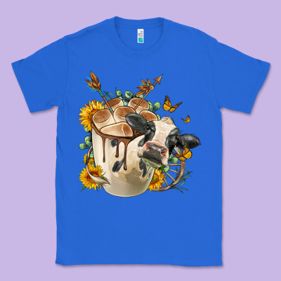 Black And White Cow Coffee Classic Tee Designed By Fadigitalartstudio