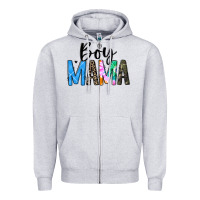 Heather Grey boy mama white Zipper Hoodie - JahusDesignShop
