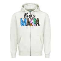 Oatmeal Heather boy mama white Zipper Hoodie - JahusDesignShop