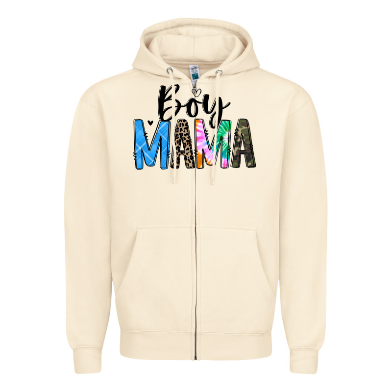 Boy Mama White Zipper Hoodie by JahusDesignShop | Teevron