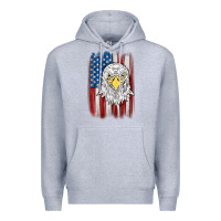 Heather Grey American flag eagle Premium Hoodie - MaliasSmallBusiness
