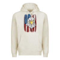 Oatmeal Heather American flag eagle Premium Hoodie - MaliasSmallBusiness