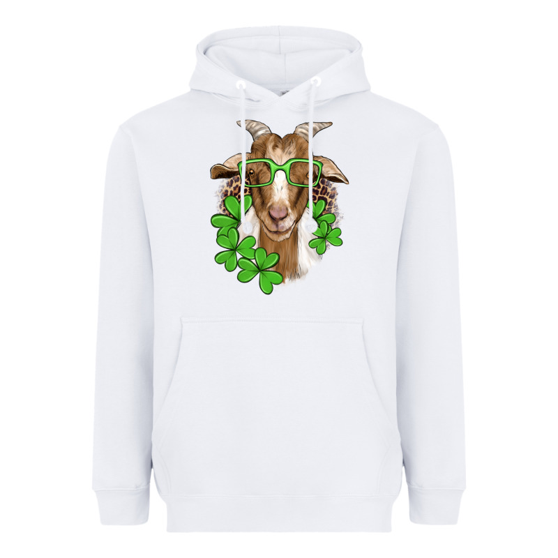St Patricks Goat With Glasses Heavyweight Hoodie by Artiststas | Teevron