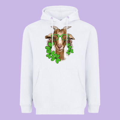 St Patricks Goat With Glasses Heavyweight Hoodie Designed By Artiststas