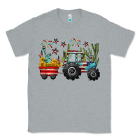 Heather Grey 4th of july tractor Classic Tee - CowGirlArtShop