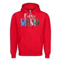 Red boy mama  black Zipper Hoodie - JahusDesignShop