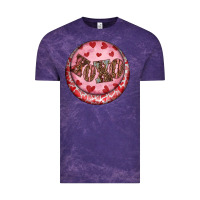 Cloud Purple Western valentine's day xoxo round earrings Vintage Tee - RanaPortraitStore