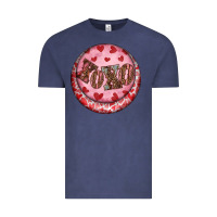 Vintage Denim Western valentine's day xoxo round earrings Vintage Tee - RanaPortraitStore