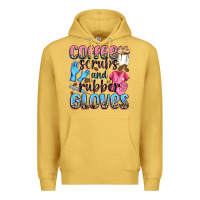 Antique Gold coffee scrubs and rubber gloves Premium Hoodie - NancyCooperArtShop