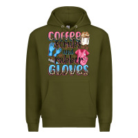 Army Green coffee scrubs and rubber gloves Premium Hoodie - NancyCooperArtShop