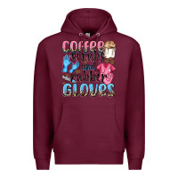 Burgundy coffee scrubs and rubber gloves Premium Hoodie - NancyCooperArtShop