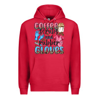 Cardinal coffee scrubs and rubber gloves Premium Hoodie - NancyCooperArtShop