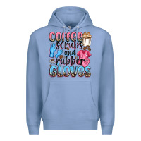 Colony Blue coffee scrubs and rubber gloves Premium Hoodie - NancyCooperArtShop