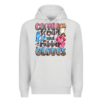 Dove Grey coffee scrubs and rubber gloves Premium Hoodie - NancyCooperArtShop