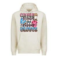 Oatmeal Heather coffee scrubs and rubber gloves Premium Hoodie - NancyCooperArtShop