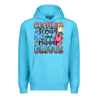 Ocean Blue coffee scrubs and rubber gloves Premium Hoodie - NancyCooperArtShop